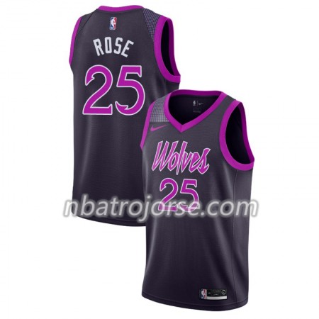 Män Minnesota Timberwolves Tröja Derrick Rose 25 2018-19 Nike City Edition Lila Swingman